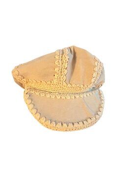Women Crochet-style Stitching Short Brim 21 inch Newsboy Suede Beige Bohemian
